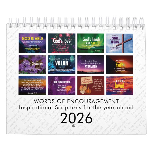 WORDS OF ENCOURAGEMENT Bible Verses Custom 2026 Calendar (Cover)