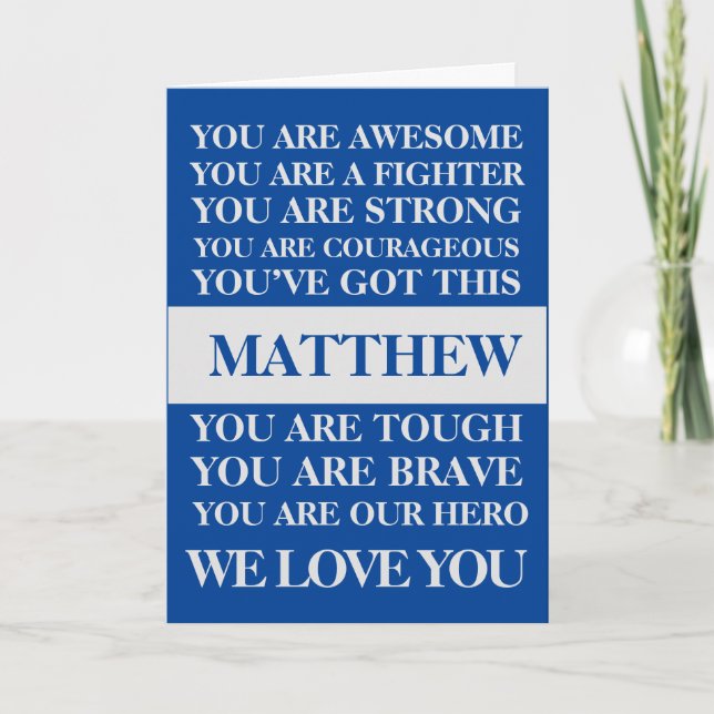 Words Of Encouragement Get Well Soon Blue & Grey Card (Front)