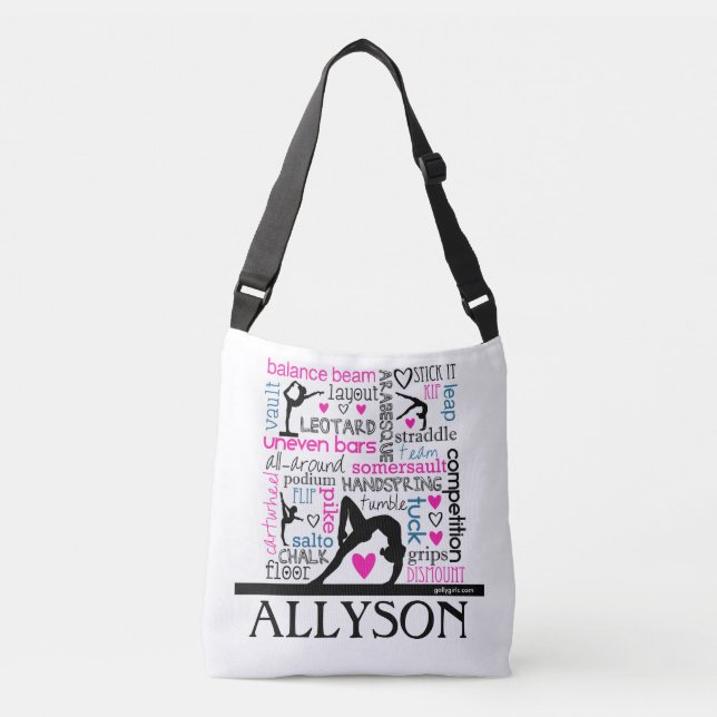 Words of Gymnastics Terminology w/ Monogram Crossbody Bag (Front)