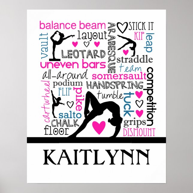 Words of Gymnastics Terminology w/ Monogram Poster (Front)