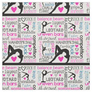 Words of Gymnastics Tri-Colour Terminology Fabric