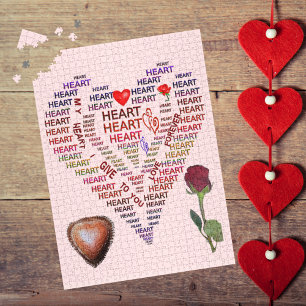 Words of Heart Roses Chocolate Valentine Jigsaw Puzzle