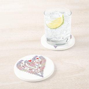 Words of Heart Sandstone Drink Coaster