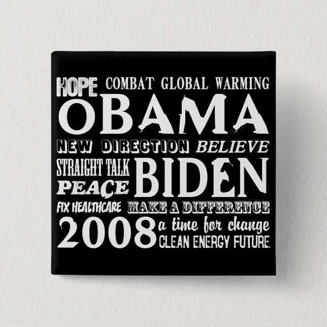 Words of Hope Obama & Biden 2008 Button 2 (Front)