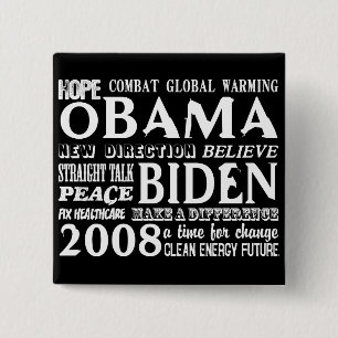 Words of Hope Obama & Biden 2008 Button 2