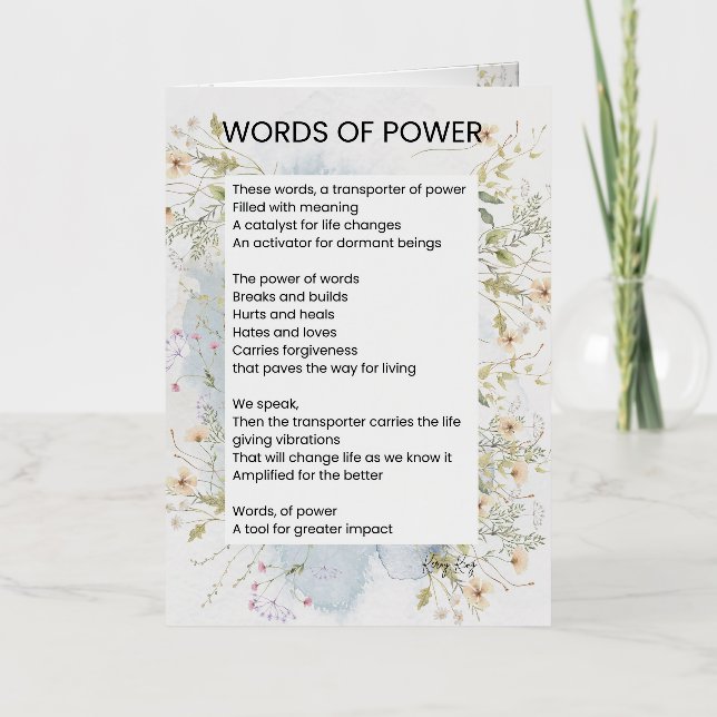 Words Of Power Uplifting Poem Poetry  Foil Greeting Card (Front)