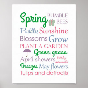 Words of Spring Colourful Typography Print