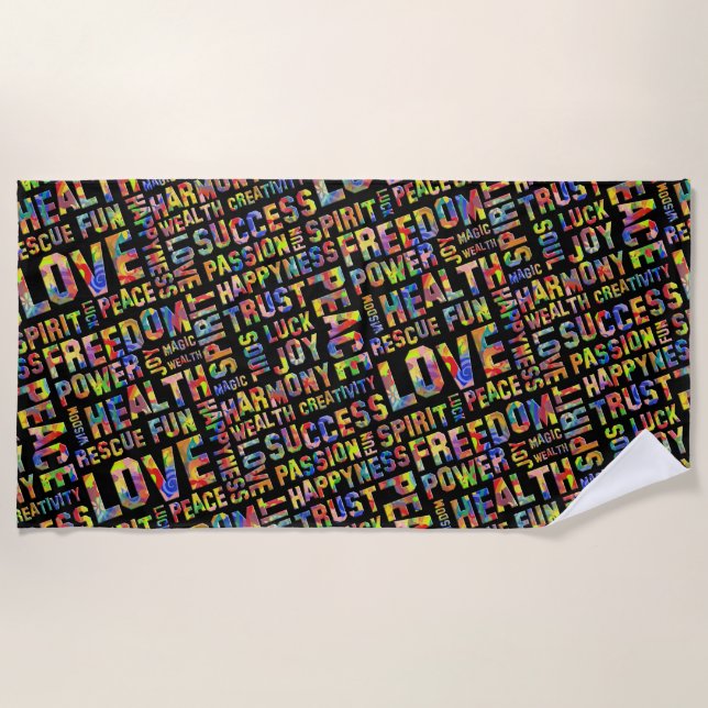 Words Of The Spirit Way / Positive Thinking 1 Beach Towel (Front)