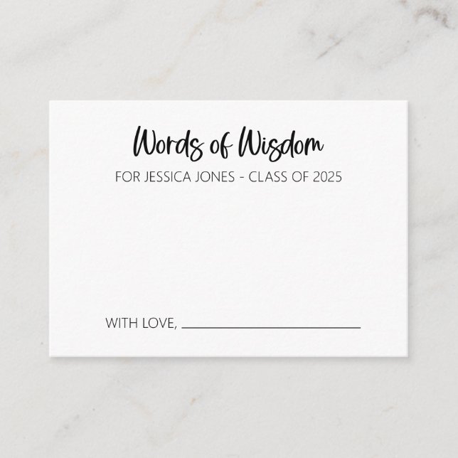 Words of Wisdom Advice Card for Graduate (Front)
