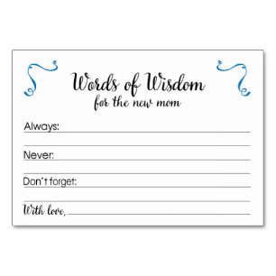 Words of Wisdom Advice Cards New Mum Baby Shower