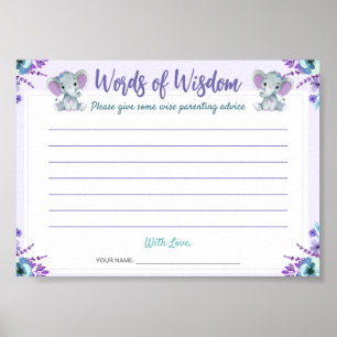 Words of Wisdom Advice Twin Girl Shower Card  Poster