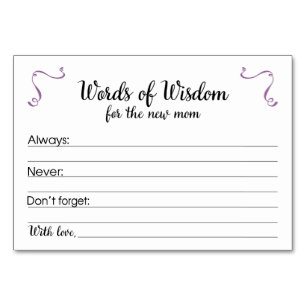 Words of Wisdom Baby Shower Parenting Advice Cards