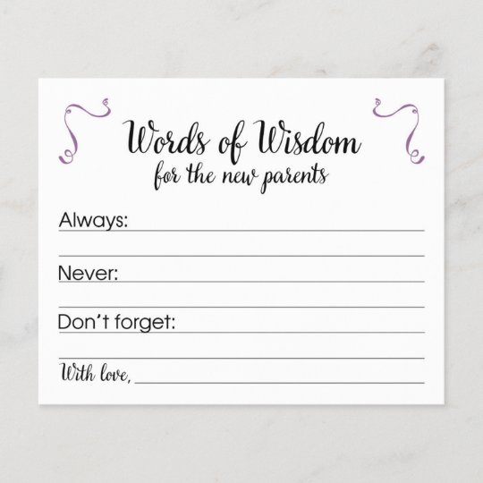 Words Of Wisdom For New Parents Baby Shower Advice Zazzle Com Au