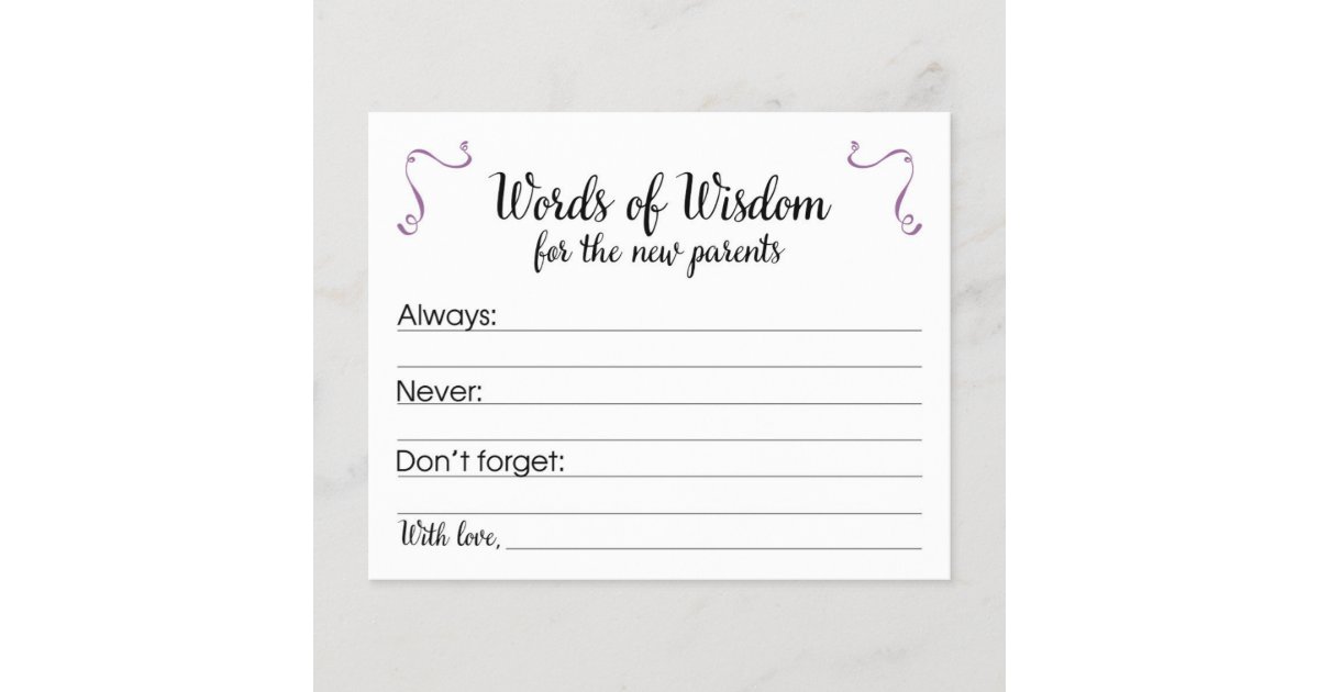 Words of Wisdom For New Parents Baby Shower Advice Zazzle