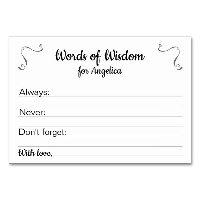 Words of Wisdom Graduation Advice Card (Front)