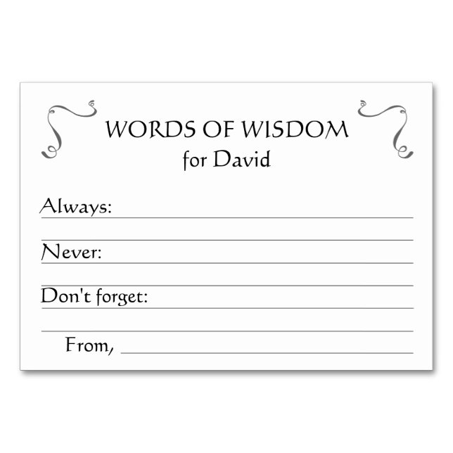 Words of Wisdom Graduation Advice Cards (Front)