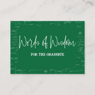 Words of Wisdom Green Math Graduation Advice Enclosure Card