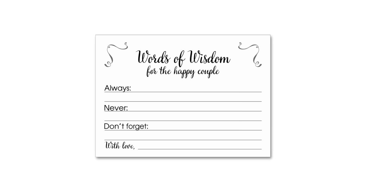 Words of Wisdom Marriage Advice Cards | Zazzle.com.au