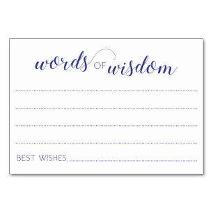 Words of Wisdom Navy Blue Wedding Advice Cards