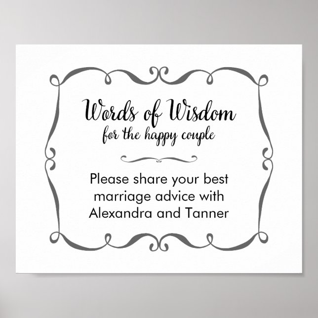 Words of Wisdom Wedding Advice Sign (Front)