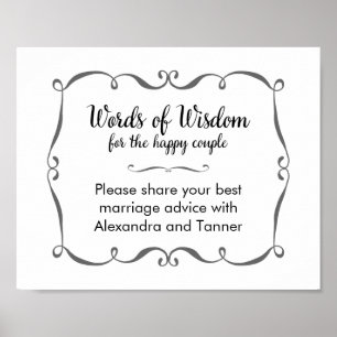 Words of Wisdom Wedding Advice Sign
