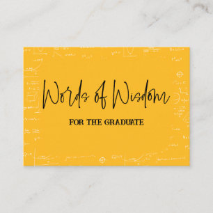 Words of Wisdom Yellow Math Graduation Advise Enclosure Card