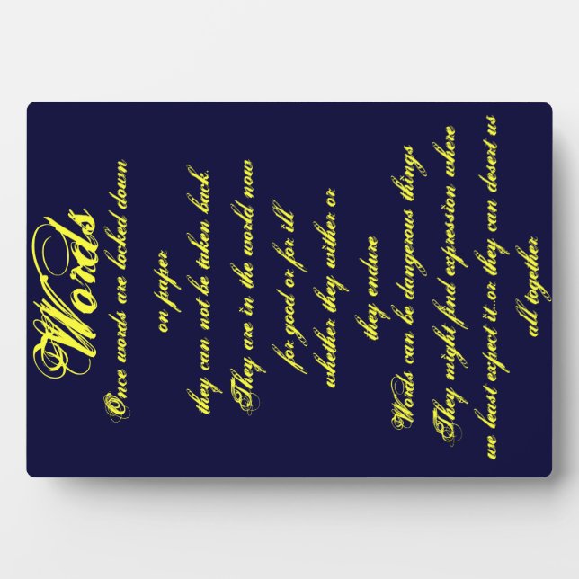 Words ...Plaque Plaque (Front)