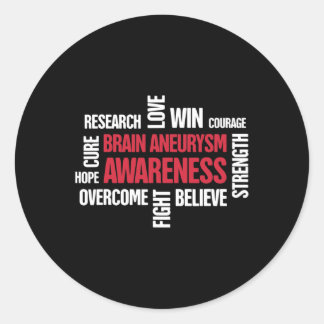 Words Present  Brain Aneurysm Awareness  Classic Round Sticker