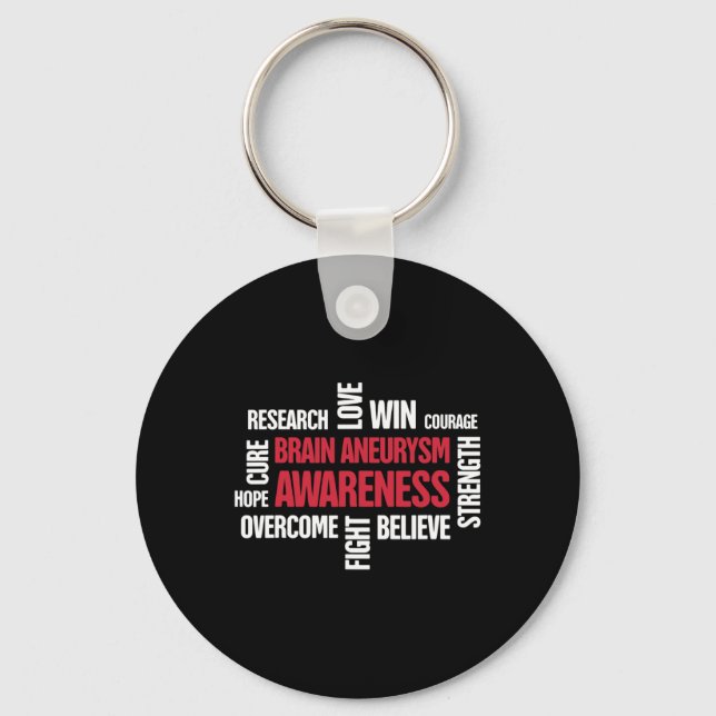 Words Present  Brain Aneurysm Awareness  Key Ring (Front)