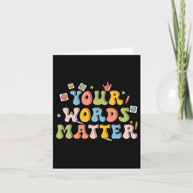 Words Problem Retro Pathologist Mental Health Awar Card (Front)