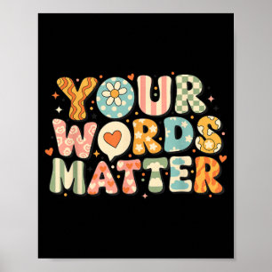 Words Retro Groovy SLP Speech Language Therapy Poster