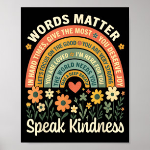 Words Speak Kindness Positive Message Affirmation Poster