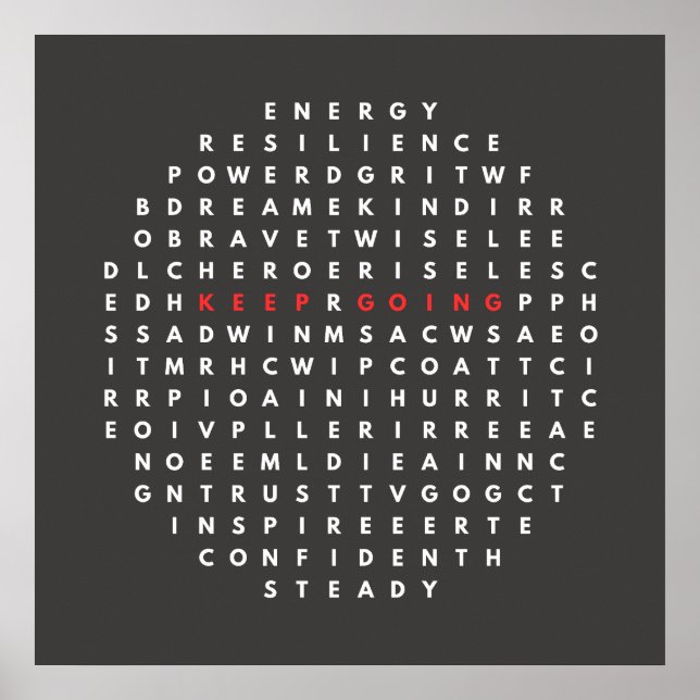 Words That Keep Me Going – Word Quest Circle Poster (Front)