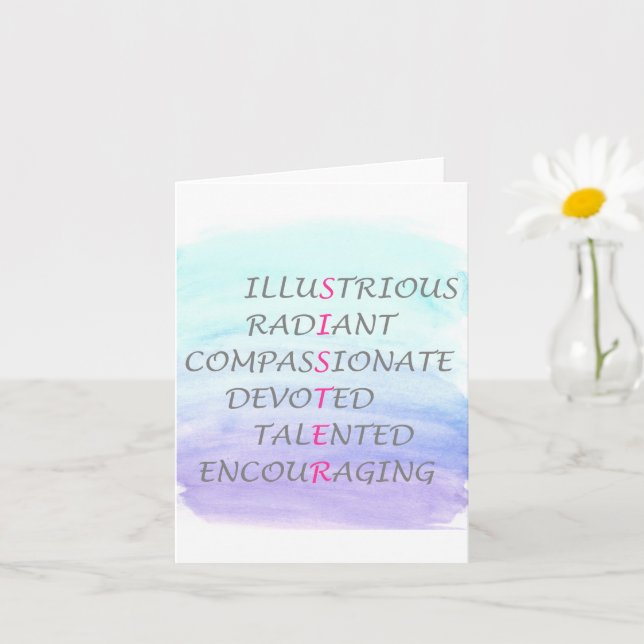 Words to describe sister card (Small Plant)