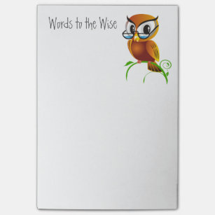 Words to the Wise Cute Owl in Spectacles Post-it Notes