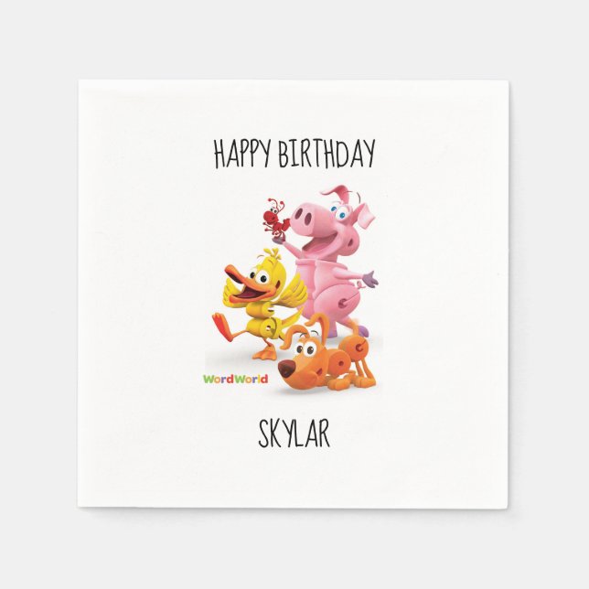 WordWorld Customisable Birthday Napkin (Front)