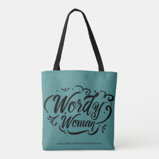 Wordy Woman Tote (teal)