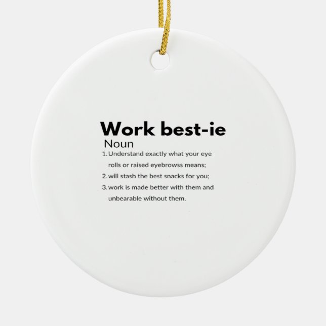 Work Bestie Boxy Ceramic Ornament (Front)