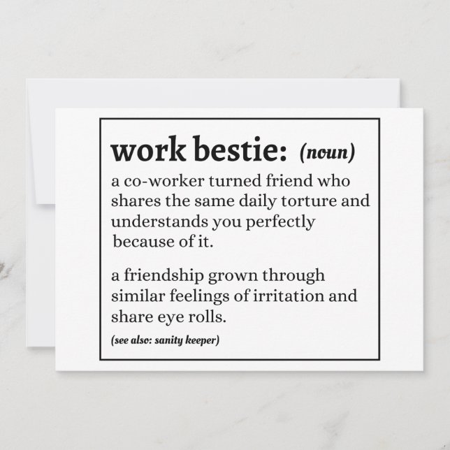 Work Bestie definition Invitation (Front)