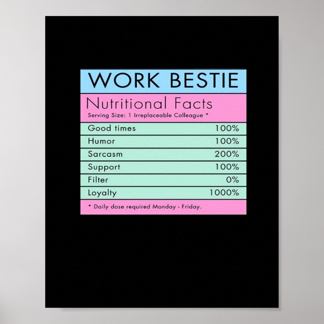 Work Bestie Nutritional Facts  Poster (Front)
