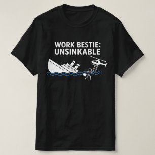 Work Bestie Unsinkable – Retro Office Humor Cartoo T-Shirt