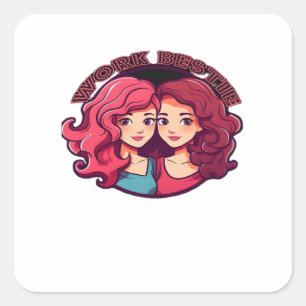 Work Bestie - Work Buddies - Matching Work Best Fr Square Sticker