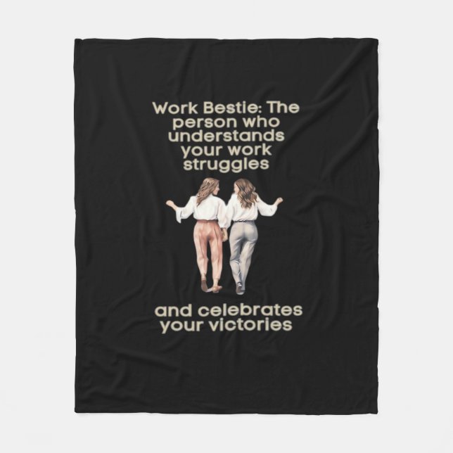 Work Besties Classic Funny Meme Fleece Blanket (Front)