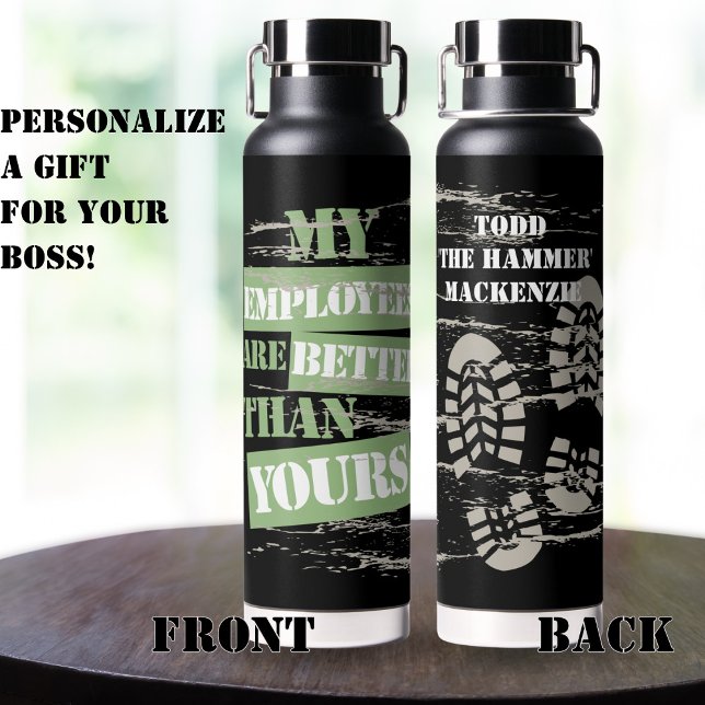 Work Boots Custom Name Nickname Boss Water Bottle (Creator Uploaded)