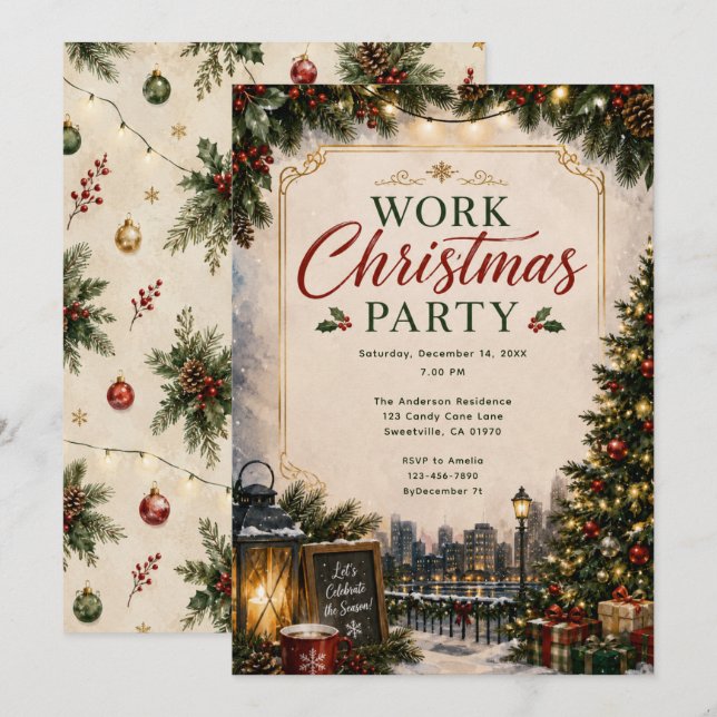 Work Christmas Party Invitation (Front/Back)