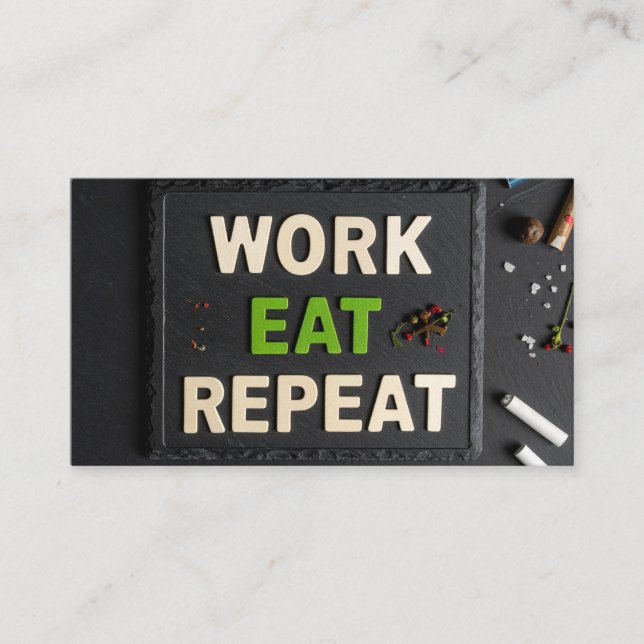 Work eat repeat business card (Front)