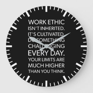 Work Ethic, Work Hard - Motivational Gym Large Clock