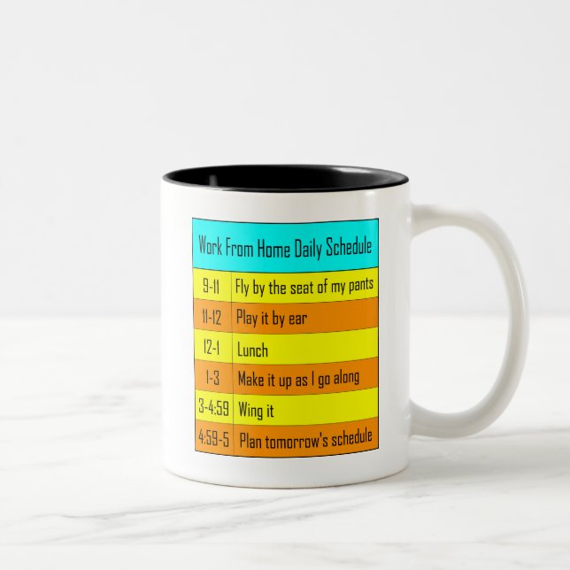 Work From Home Daily Schedule Two-Tone Coffee Mug (Right)