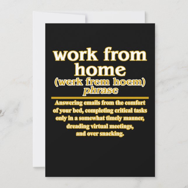 Work From Home Definition Employees Officer Worker Invitation (Front)