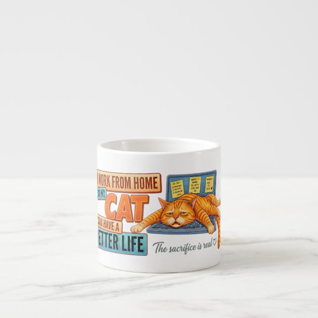 Work From Home Office Decor - Lazy Cat Laptop Mug (Front)